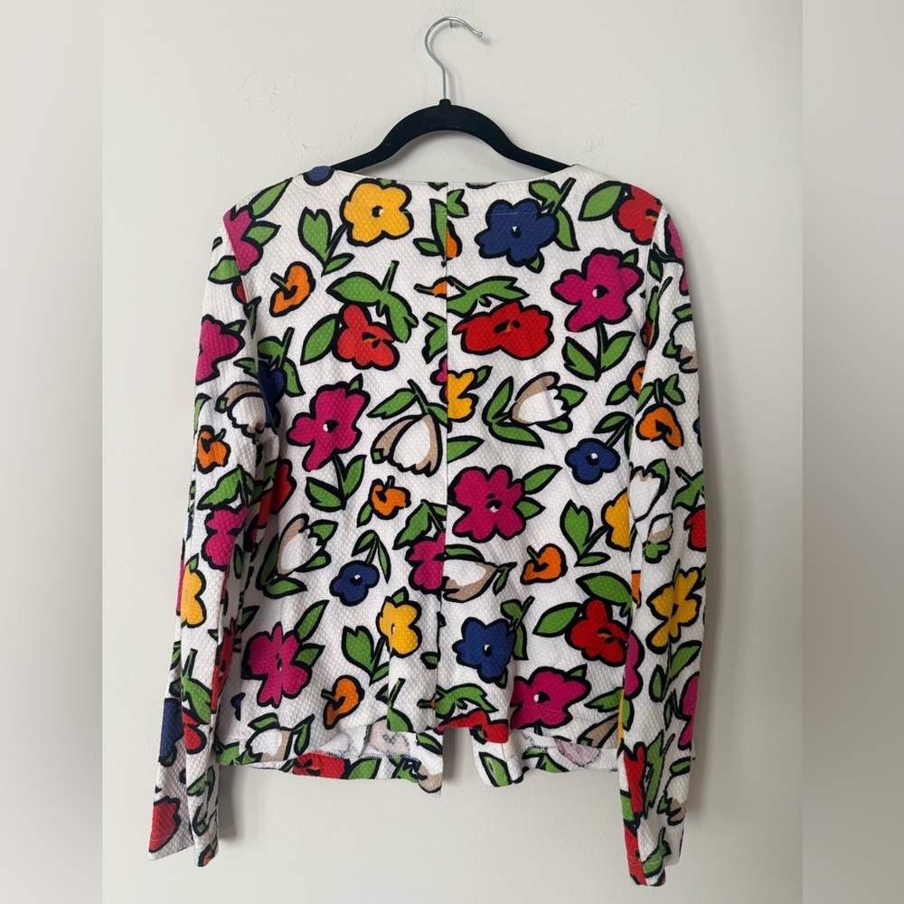 Vintage 90s Adrienne Vittadini Art Cartoon Drawing 100% Cotton Button Up Jacket - Picture 8 of 11